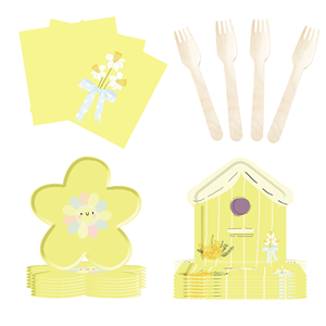 DAMAI Flower Party Supplies for Daisy Party Tableware Set Yellow Daisy Flower for Birthday Party Wedding Bridal Baby <b>Shower</b> - Product Image 5