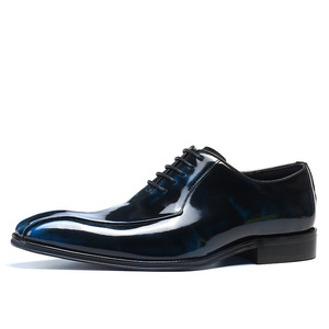 Leather Oxford <b>shoes</b> with shiny finish - Business formal men's British style versatile colored wedding <b>shoes</b> - Product Image 5