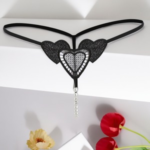 String sexy perlé brodé en forme de cœur, culotte transparente respirante à dos en T, tendance et sexy - Product Image 5
