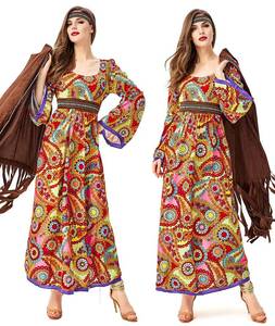 Disfraz Retro Hippie de Halloween para Mujer, Traje de Diosa Tribal Disco, Vestido de Cosplay, Atuendo para Actuación, Venta al por Mayor - Product Image 6