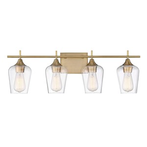 Modern Style Wall Lamp with Clear Glass Shade Brushed Gold Vanity Light <b>E26</b> Base for Hotel or Bathroom Lighting Decor - Product Image 6