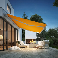 Auvent rétractable à bras articulé en alliage d'aluminium, cadre en cassette intégrale, auvent de terrasse pour jardins, auvent rétractable motorisé