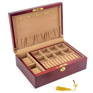 Caja <span class=keywords><strong>de</strong></span> madera maciza <span class=keywords><strong>de</strong></span> dos pisos, caja <span class=keywords><strong>de</strong></span> joyería antigua, pendientes, pulseras, collares, caja <span class=keywords><strong>de</strong></span> joyería, <span class=keywords><strong>cajas</strong></span> <span class=keywords><strong>de</strong></span> almacenamiento <span class=keywords><strong>de</strong></span> madera con cerradura - Product Image 1