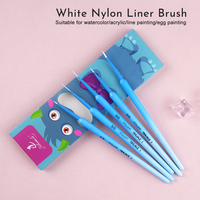 Precision Detailing Professional - Juego de 5 Pinceles de Pelo de Nailon Blanco con Mango Azul para Acuarela, Acrílico y Pintura de Huevos