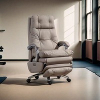 Chaise de bureau exécutive électrique ergonomique moderne en cuir véritable avec accoudoirs réglables et base en acier inoxydable pour bureau à domicile, salle de sport, salle à manger
