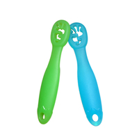 Cuillère d'apprentissage en silicone de qualité alimentaire pour bébé, cuillère à pâte de riz, ensemble d'ustensiles mignons pour enfants