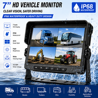 Moniteur de véhicule 4 canaux 7 pouces étanche IP68 avec écran HD à quatre voies pour système de caméra de recul de camion