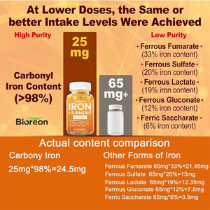 Gomitas de Cúrcuma con Suplemento de Hierro, No Constipantes, 25 MG de Hierro Carbonil con Vitamina C y Complejo B, Fortalecedor de la Sangre, Deficiencia de Hierro - Product Image 3