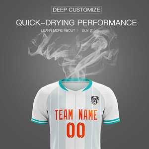 Maillots/ensembles de football personnalisés à rayures classiques blanches sur mesure - Product Image 5