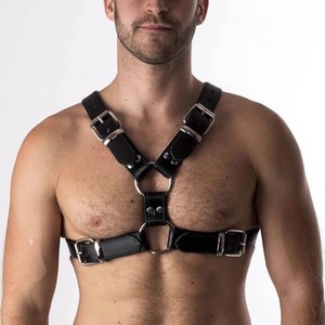 Zihong Jewelry Men's Genuine <b>Leather</b> Chest <b>Harness</b> Black Buckle Closure England Style Summer 2025 - Product Image 2