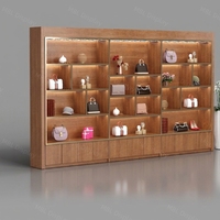Étagère de présentation de sacs à main en bois personnalisée, vitrine de luxe pour sacs de boutique, chaussures, cadeaux, présentoir sur pied avec éclairage LED et rangement