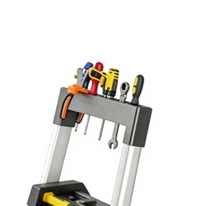 <span class=keywords><strong>Escalera</strong></span> Plegable de Aluminio de 4 Peldaños, Moderna, con Peldaños <span class=keywords><strong>Anchos</strong></span> Antideslizantes, Bandeja para Herramientas, Ligera, 150 kg, EN 131, <span class=keywords><strong>Escalera</strong></span> de Alta Resistencia para Baño - Product Image 2