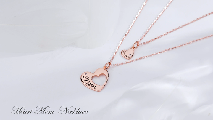925 Sterling Silver Couple love Half Heart Mothers Day Mom Daughter Pendant  Necklace