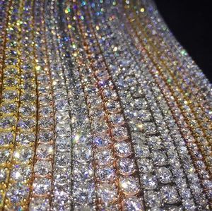 Plata Rosa 18 \ "24 \" 28 \ "5mm CZ Cubic Zirconia tenis Collar para mujeres/Hombres estilo Hip Hop budista aniversario joyería - Product Image 2