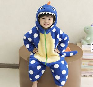Children Crawling Suit Eco-Friendly Velvet Fabric Puff Sleeve for All Seasons <strong>Kids</strong> <strong>Dinosaur</strong> <strong>Onesie</strong> Hidden Zipper Baby Rompers - Product Image 4