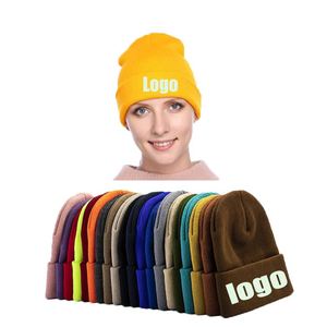 High Quality Promotion Beanie Women Winter Knit Acrylic Beanie <b>Hat</b> with Custom Embroidered Logo - Product Image 1