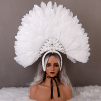 Coiffe en plumes moelleuses ornée de strass brillants pour les fêtes à thème carnaval, Halloween et Noël