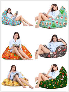 Maxfree Housse de pouf convertible en canapé-lit triangulaire, style moderne, thème Noël, sans rembourrage, pour cadeau de Noël - Product Image 2