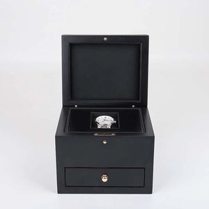Boîte à montre rectangulaire en bois de luxe haut de gamme, tiroir, fabrication artisanale, écologique, recyclable, emballage cadeau, noir mat - Product Image 3