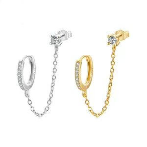 Vòng Tròn Thả Dày Hoop Cưới Bông Tai Phụ Nữ Sang Trọng Đồ Trang Sức Mỹ Sterling Bạc Moissanite Kim Cương Bông Tai