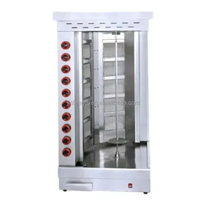 Gás 4 queimadores Commerical Automatic Rotating Usado Chicken Kebab Doner Shawarma Grill Machine