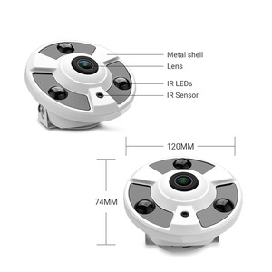 กล้อง IP ความละเอียด 8MP 4K อัลตร้าเอชดี เลนส์ฟิชอาย 1.7 มม. กล้องวงจรปิดแบบพาโนรามา H.265 รองรับ PoE ตัวกล้องโลหะ - Product Image 2