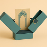 Caja de Regalo de Lujo para Cosméticos, con Doble Apertura, Tipo Portafolio, Verde, Magnética, de Cartón Rígido, con Diseño Geométrico de Arco, para Aceites Esenciales