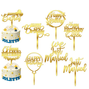 Décoration de gâteau en acrylique Joyeux Anniversaire, Topper créatif Nous sommes nouvellement mariés pour la décoration de gâteaux d'anniversaire et de mariage - Product Image 5