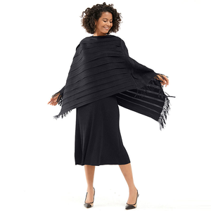 Capa Corta Plisada con Borlas de Poliéster para Mujer, Chal Transpirable para Viajes - Product Image 4