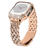 Couverture de montre à monture ultra métallique pour femmes, acier inoxydable cristal, bracelet de montre intelligente série 8 pour bracelets Apple 49mm, bracelets de montre de luxe