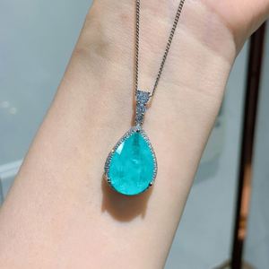 Elegant Fashion Jewelry Eco-friendly Copper 12-10MM Sea Blue Zircon Floral Pendant <b>Earrings</b> Set Women's Bridal Jewelry Set - Product Image 6