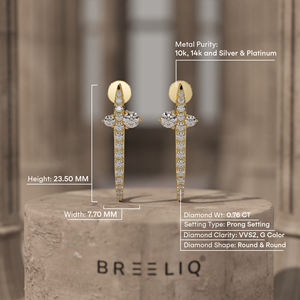 Pendientes de Aro con Forma de Daga de Diamantes, Pendientes Góticos Únicos con Cruz de Espada para Mujer, Joyería Fina con Diamantes Pavé, Regalo - Product Image 4