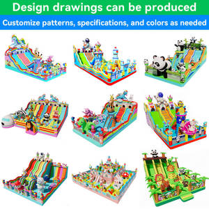 Castillo Inflable Cuadrado Grande con Tobogán, Nuevo Parque de Diversiones con Castillo de Brinco para Niños, para Patios Traseros y Áreas Escénicas - Product Image 3