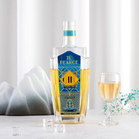 Bouteilles en verre personnalisées uniques de 200 ml, 375 ml, 500 ml, 700 ml, 750 ml, 1000 ml pour vodka, whisky, tequila, avec impression sérigraphique et décalcomanie Super Flint