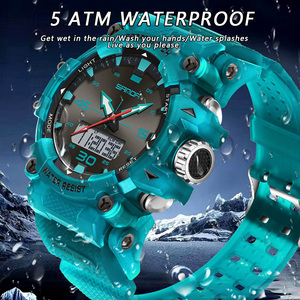 SANDA 6291 Montre de sport multifonctionnelle tendance à double affichage, montre-bracelet électronique lumineuse et étanche - Product Image 5