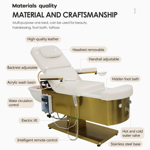 Multifunctional Hair Wash <b>Bed</b> With Adjustable Footrest PU Leather Salon Furniture Stainless Steel Basin Modern Design - Product Image 2