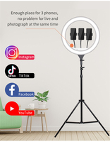 Anneau lumineux LED de 18 pouces, 60 W, 3000-6000 K, 45 cm, 336 LED, anneau lumineux pour selfie TikTok avec trépied, lumière de 18 pouces