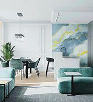 Panneau mural en PVC de 1000 mm * 10 mm, bleu Tiffany doré, facile à installer, imperméable, anti-moisissure