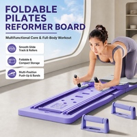 Planche de Pilates pliable multifonctionnelle avec minuteur, planche de pompes, entraîneur abdominal et de gainage, bandes de résistance pour entraînement à domicile