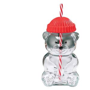 Gobelet en verre avec motif d'ours, portable avec couvercle et paille pour les jeunes - Product Image 5