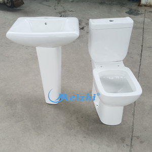 ชุดสุขภัณฑ์ห้องน้ำแบบสองชิ้นทรงสี่เหลี่ยมพร้อมอ่างล้างหน้าจากจีน - Product Image 4