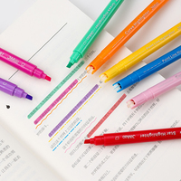 Stylos à double pointe pour étudiants, marqueurs décoratifs multicolores à contour ondulé, surligneurs pour carnet de notes, vente en gros