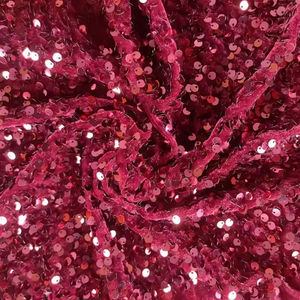 Tela de Terciopelo con Lentejuelas Brillantes Super Suaves de Diseño Personalizado, 100% Poliéster, para Vestidos - Product Image 6