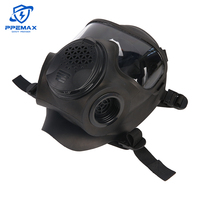 Masque respiratoire intégral en caoutchouc réutilisable avec lentille en polycarbonate, connexion à vis et double ports RD40 intégrés pour gaz toxiques