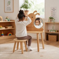 Table escargot en bois Chuangjin 94 cm, bureau d'activités Montessori avec miroir et étagère pour maternelle et crèche, vente en gros