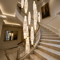 Lustre de villa postmoderne de luxe léger, luminaire suspendu en cuivre massif pour salon double hauteur, mezzanine et escalier