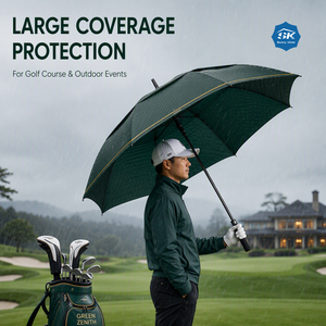 Wholesale Classic Black Oversized Golf <b>Umbrella</b> with Automatic Open Close Mechanism for Sports Retailers - Product Image 3