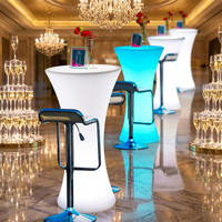 Table de bar extérieure haute en plastique avec éclairage LED pour discothèque, salon, événement, fête, jardin