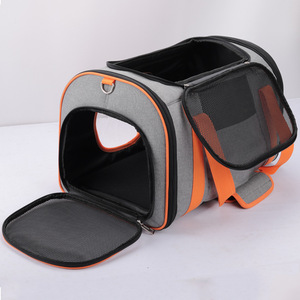 Pet <b>Carrier</b> <b>Soft</b>-Sided Polyester Orange Color Transparent Window Large Capacity Portable For <b>Cats</b> Dog Travel Bag - Product Image 4