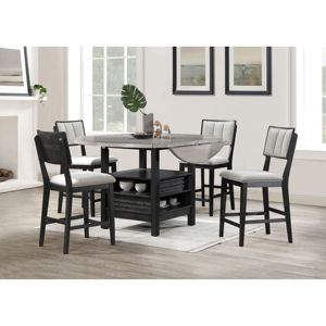 DB 2-Piece Black/Light <b>Grey</b> Counter Height <b>Dining</b> <b>Chairs</b> with Full Back Wooden Seat <b>Fabric</b> Top for Home <b>Dining</b> Room Furniture - Product Image 5